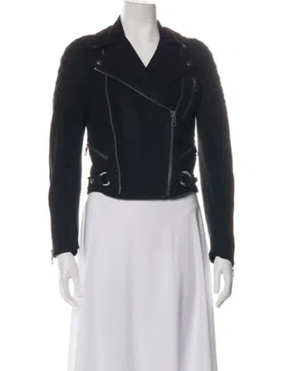 Pre-owned Alice And Olivia Leather Biker Jacket In Black