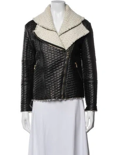 Pre-owned Alice And Olivia Leather Biker Jacket In Black