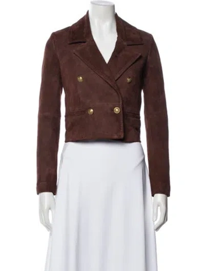 Pre-owned Alice And Olivia Leather Biker Jacket In Brown