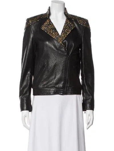 Pre-owned Alice And Olivia Leather Biker Jacket In Multi