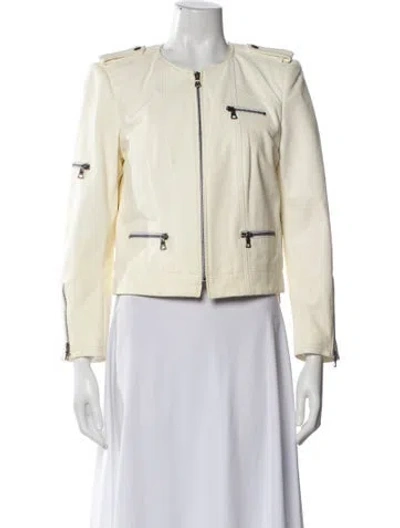 Pre-owned Alice And Olivia Leather Biker Jacket In Neutral