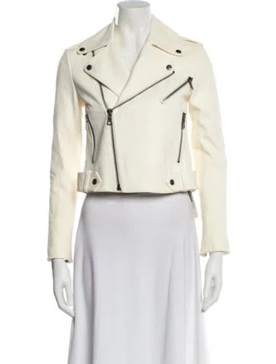 Pre-owned Alice And Olivia Leather Biker Jacket In Neutral