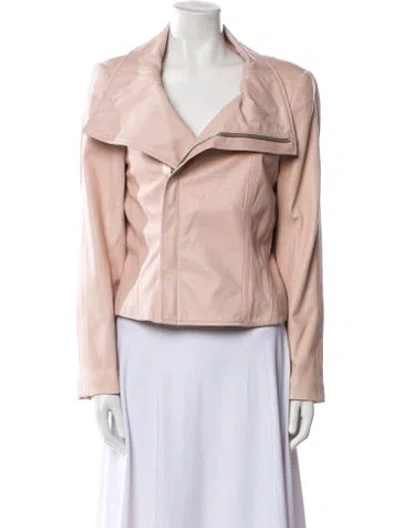 Pre-owned Alice And Olivia Leather Biker Jacket In Pink
