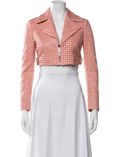 Pre-owned Alice And Olivia Leather Biker Jacket In Pink