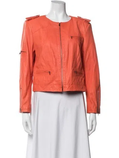 Pre-owned Alice And Olivia Leather Biker Jacket In Red