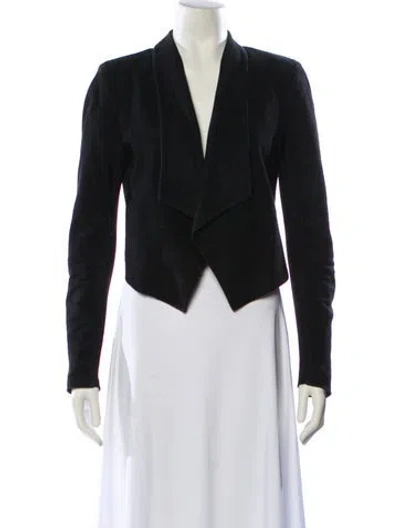 Pre-owned Alice And Olivia Leather Blazer In Black