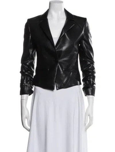 Pre-owned Alice And Olivia Leather Blazer In Black