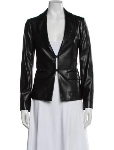 Pre-owned Alice And Olivia Leather Blazer In Black