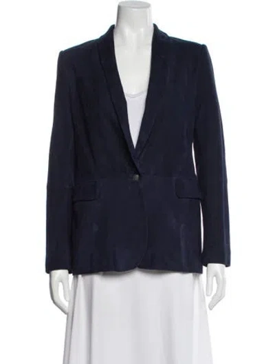 Pre-owned Alice And Olivia Leather Blazer In Blue