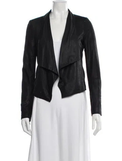 Pre-owned Alice And Olivia Leather Blazer In Blue