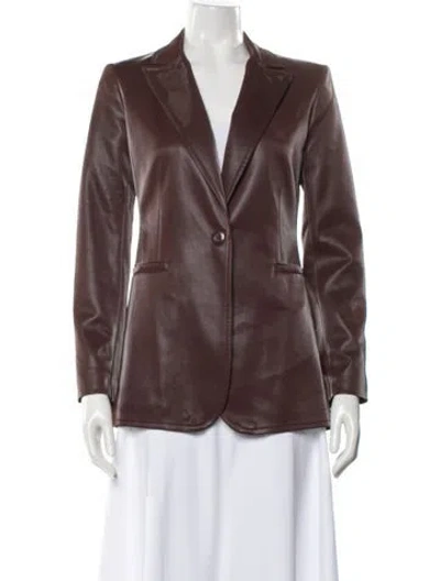 Pre-owned Alice And Olivia Leather Blazer In Brown