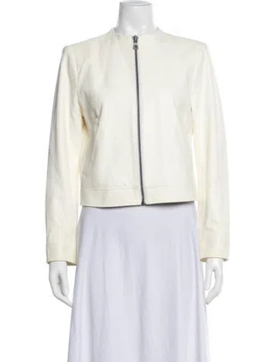 Pre-owned Alice And Olivia Leather Bomber Jacket In Neutral