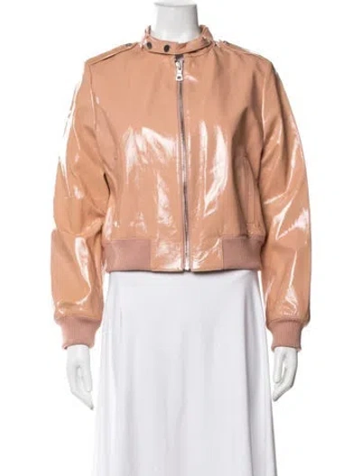 Pre-owned Alice And Olivia Leather Bomber Jacket In Pink