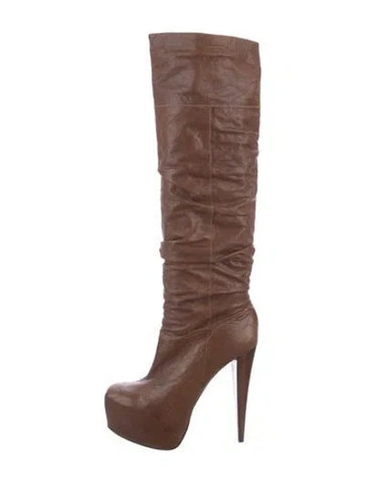 Pre-owned Alice And Olivia Leather Boots In Brown