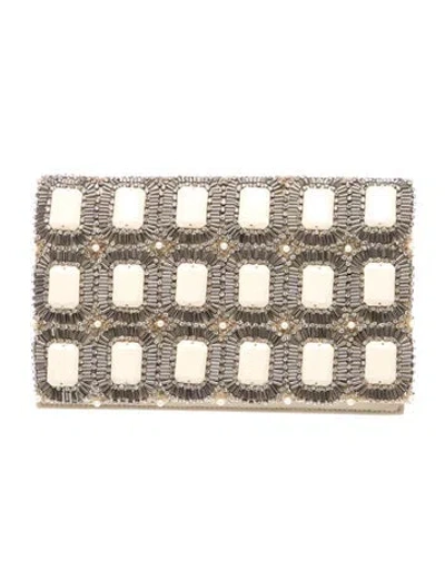 Pre-owned Alice And Olivia Leather Clutch In Neutral