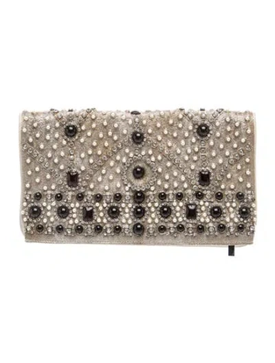 Pre-owned Alice And Olivia Leather Clutch Vintage In Neutral