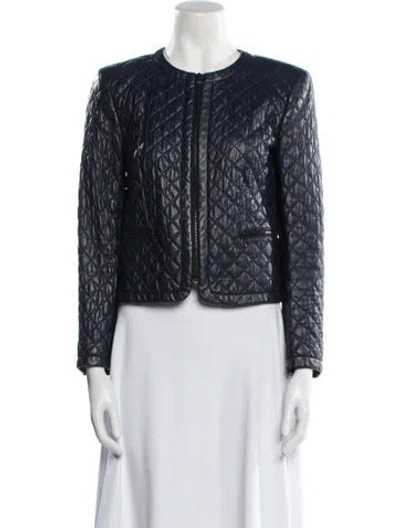 Pre-owned Alice And Olivia Leather Coat In Blue