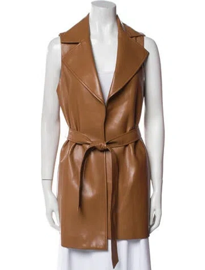 Pre-owned Alice And Olivia Leather Coat In Brown