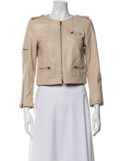 Pre-owned Alice And Olivia Leather Coat In Neutrals