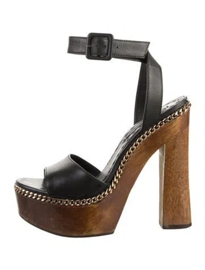 Pre-owned Alice And Olivia Leather Colorblock Pattern Sandals In Multi