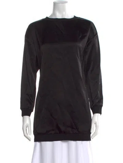 Pre-owned Alice And Olivia Leather Crew Neck Sweatshirt W/ Tags In Black