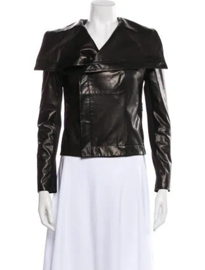 Pre-owned Alice And Olivia Leather Evening Jacket In Black