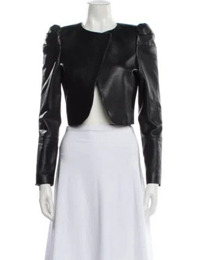 Pre-owned Alice And Olivia Leather Evening Jacket In Black