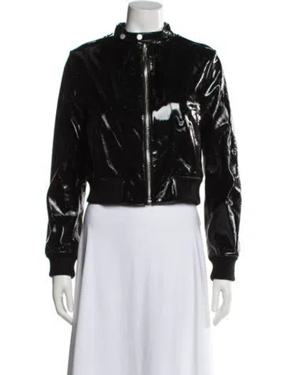 Pre-owned Alice And Olivia Leather Evening Jacket In Black
