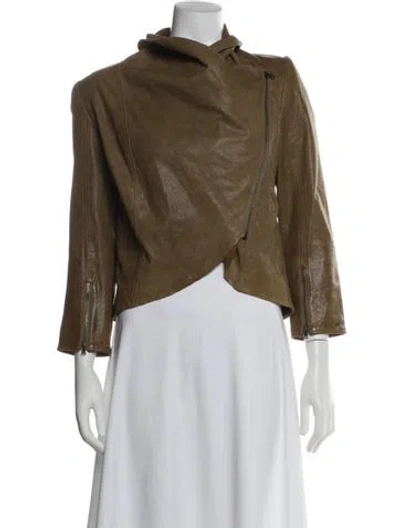 Pre-owned Alice And Olivia Leather Evening Jacket In Brown