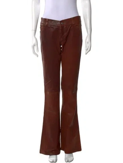 Pre-owned Alice And Olivia Leather Flared Pants In Brown