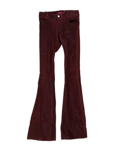 Pre-owned Alice And Olivia Leather Flared Pants In Burgundy