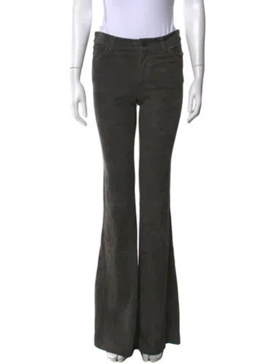 Pre-owned Alice And Olivia Leather Flared Pants In Gray