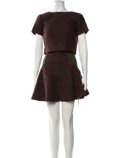 Pre-owned Alice And Olivia Leather Floral Print Skirt Set In Multi