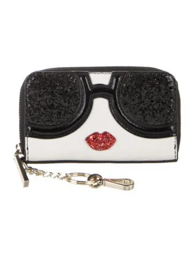 Pre-owned Alice And Olivia Leather Graphic Print Wallet In Black/yellow