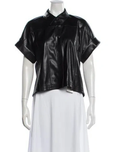 Pre-owned Alice And Olivia Leather Jacket In Black
