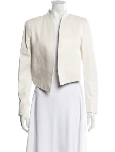 Pre-owned Alice And Olivia Leather Jacket In Neutrals/white