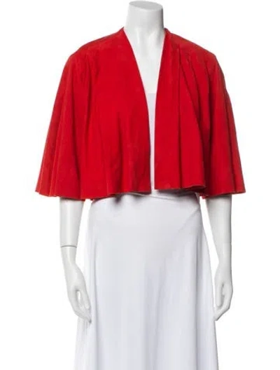 Pre-owned Alice And Olivia Leather Jacket In Red