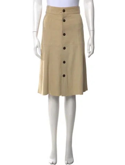 Pre-owned Alice And Olivia Leather Midi Length Skirt In Neutrals