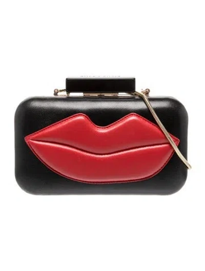 Pre-owned Alice And Olivia Leather Minaudière In Black