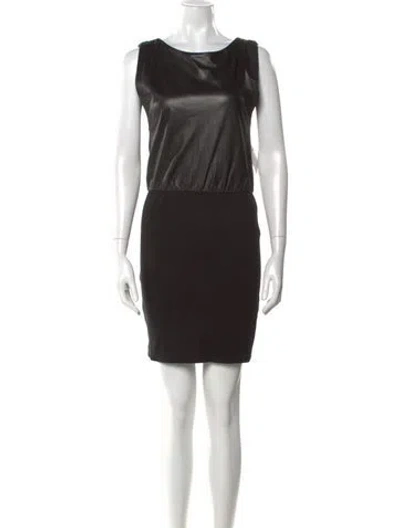 Pre-owned Alice And Olivia Leather Mini Dress In Black