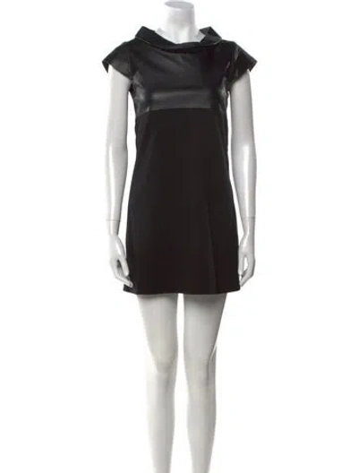 Pre-owned Alice And Olivia Leather Mini Dress In Black