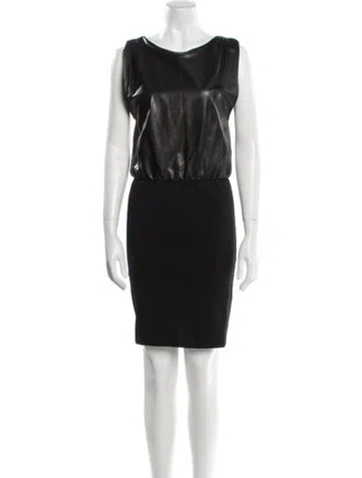 Pre-owned Alice And Olivia Leather Mini Dress In Black