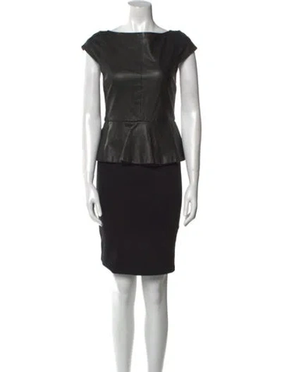 Pre-owned Alice And Olivia Leather Mini Dress In Black