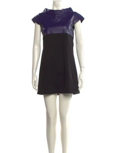 Pre-owned Alice And Olivia Leather Mini Dress In Black