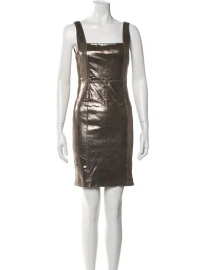 Pre-owned Alice And Olivia Leather Mini Dress In Black