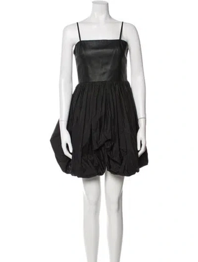 Pre-owned Alice And Olivia Leather Mini Dress In Black