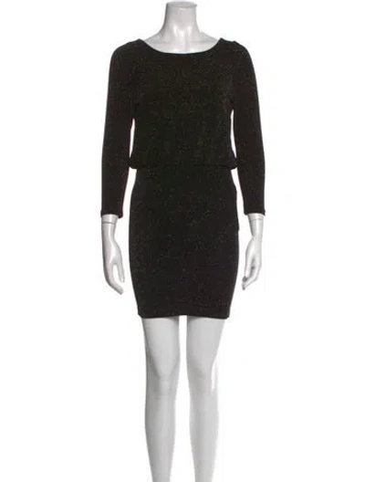 Pre-owned Alice And Olivia Leather Mini Dress In Black