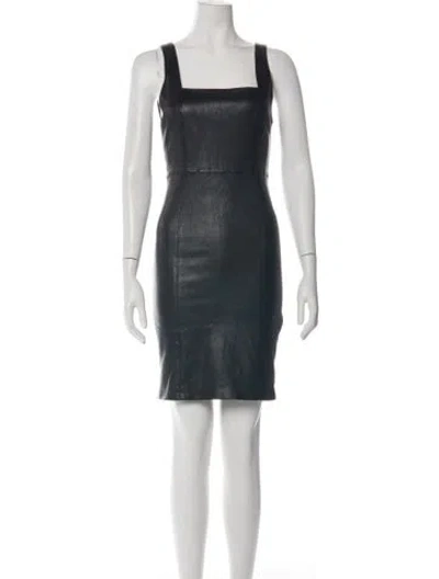 Pre-owned Alice And Olivia Leather Mini Dress In Black