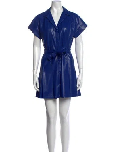 Pre-owned Alice And Olivia Leather Mini Dress In Blue