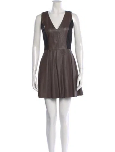 Pre-owned Alice And Olivia Leather Mini Dress In Gray